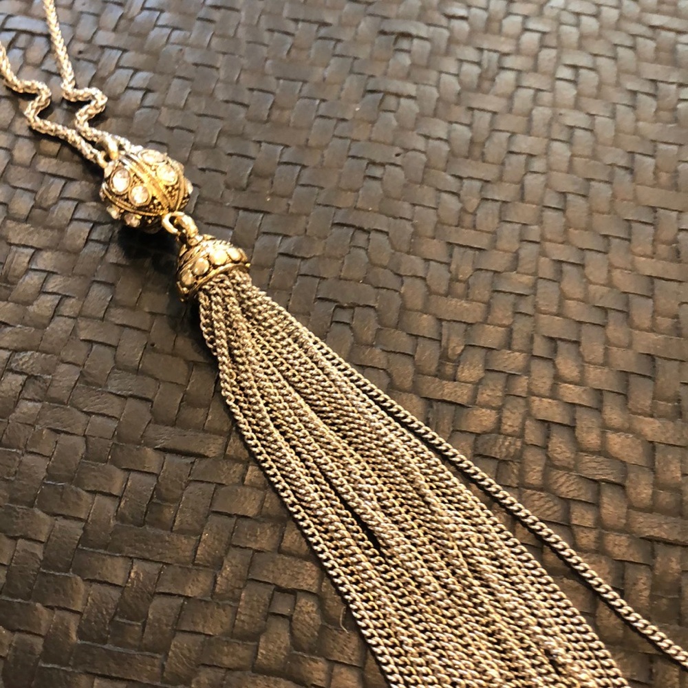 Gold and Silver color long crystal necklace